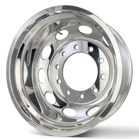 22" Polished Oval Style Aluminum Wheels w/ Adapter Kit and Chrome Caps (Ford F350 DRW 1998-2004)