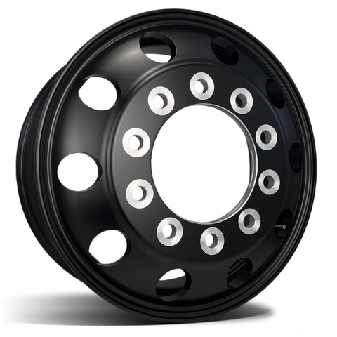 22.5 Black Aluminum Hub Pilot 4 Wheel Kit Lunar Style