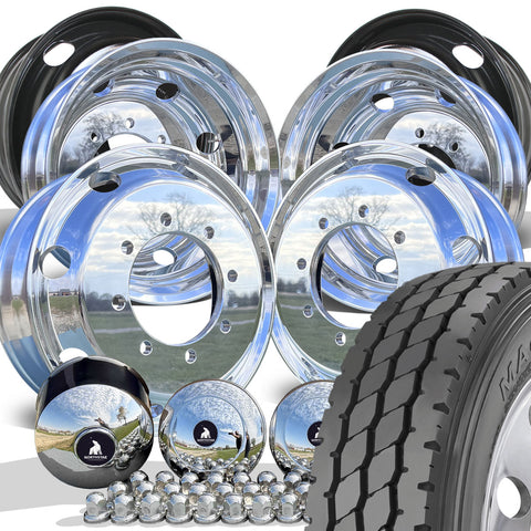 DynaTrac MA400 Mixed Use Mounted On 22.5 22.5x7.5 Northstar 8x275mm Hub Pilot Mirror Polished Both Sides Wheel Kit