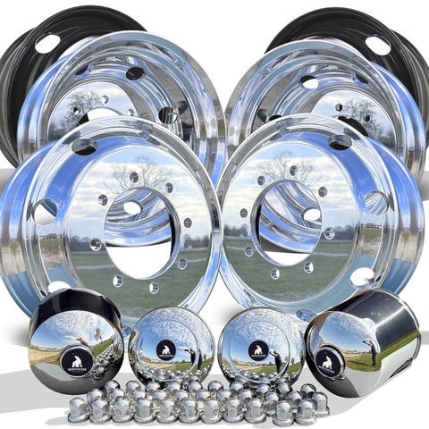 22.5" Northstar Mirror Polished 8x275mm Wheel Kit (33mm)