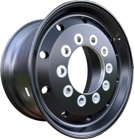 22.5x12.25 Northstar 10x285mm Hub Pilot Black Flat Face Wheel Front Only (4.75" offset)