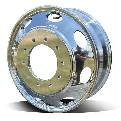 19.5x6.00 Northstar Mirror Polished Both Sides Ford F450/F550 DRW 4 Wheel Kit (Oval Hole Design)