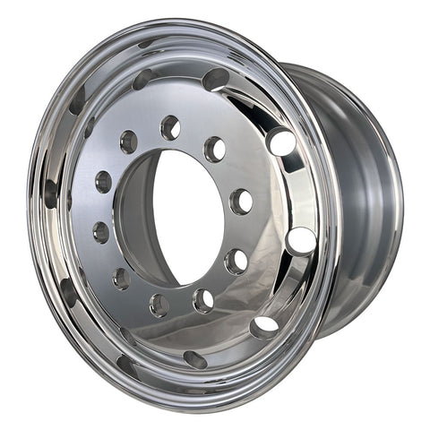 22.5x12.25 Northstar 10x11.25" Stud Pilot Mirror Polish Flat Face Wheel Front Only (4.68" offset)