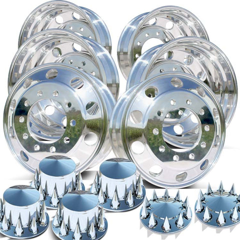 22.5 Mirror Polished Northstar Tandem Axle Wheel Kit