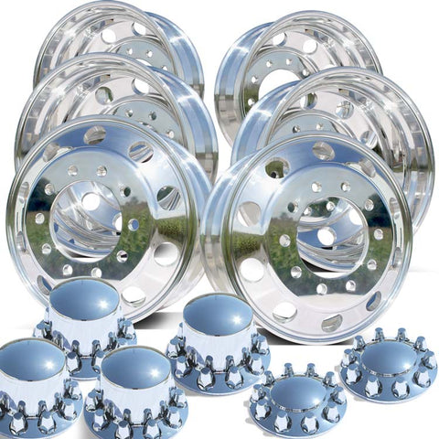 22.5 Mirror Polished Northstar Tandem Axle Wheel Kit