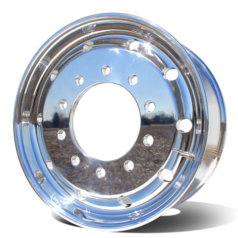 22.5x9.00 Northstar 10x285mm" Mirror Polish Front Hub Pilot Flat Face