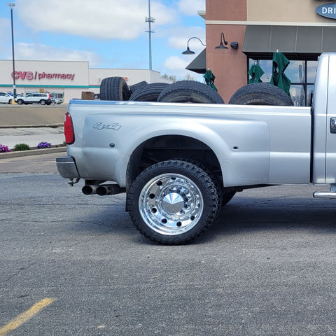 24" Polished Aluminum Wheels w/ Adapter Kit and Chrome Caps (Ford F350 DRW 2005-Present)