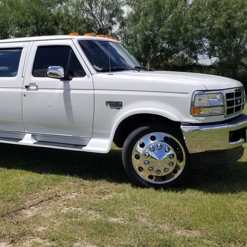 22" Polished Aluminum Wheels w/ Adapter Kit and Chrome Caps (Ford F350 1984-1997)