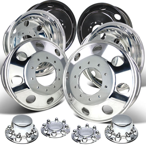 19.5x6.75 Northstar Mirror Polished Dodge Ram 4500/5500 (2012-Present) & Ford F450/F550 (2005-Present) 10x225mm 6 Wheel Kit