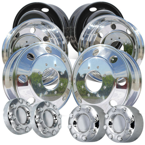 19.5x6.75 Northstar Mirror Polished Both Sides Ford 8x200 F350 DRW 6 Wheel Direct Bolt Kit