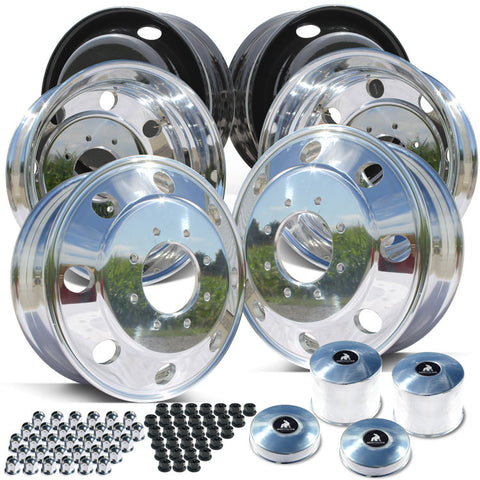 19.5x6.75 Northstar Mirror Polished Both Sides Ford 8x200 F350 DRW 6 Wheel Direct Bolt Kit