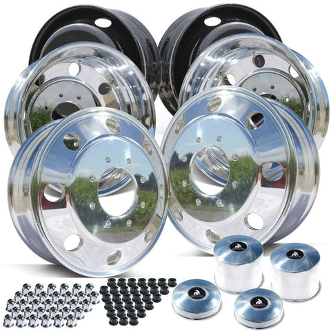 19.5x6.75 Northstar Mirror Polished Both Sides 1994-2011 Dodge Ram 3500 DRW 8x6.5" 6 Wheel Direct Bolt Kit