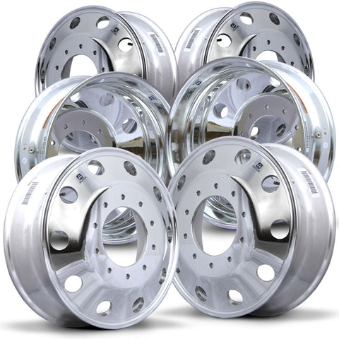 19.5x6.00 Alcoa High Polished Both Sides 2012-Present Dodge Ram 4500/5500 DRW 10x225mm 6 Wheel Kit