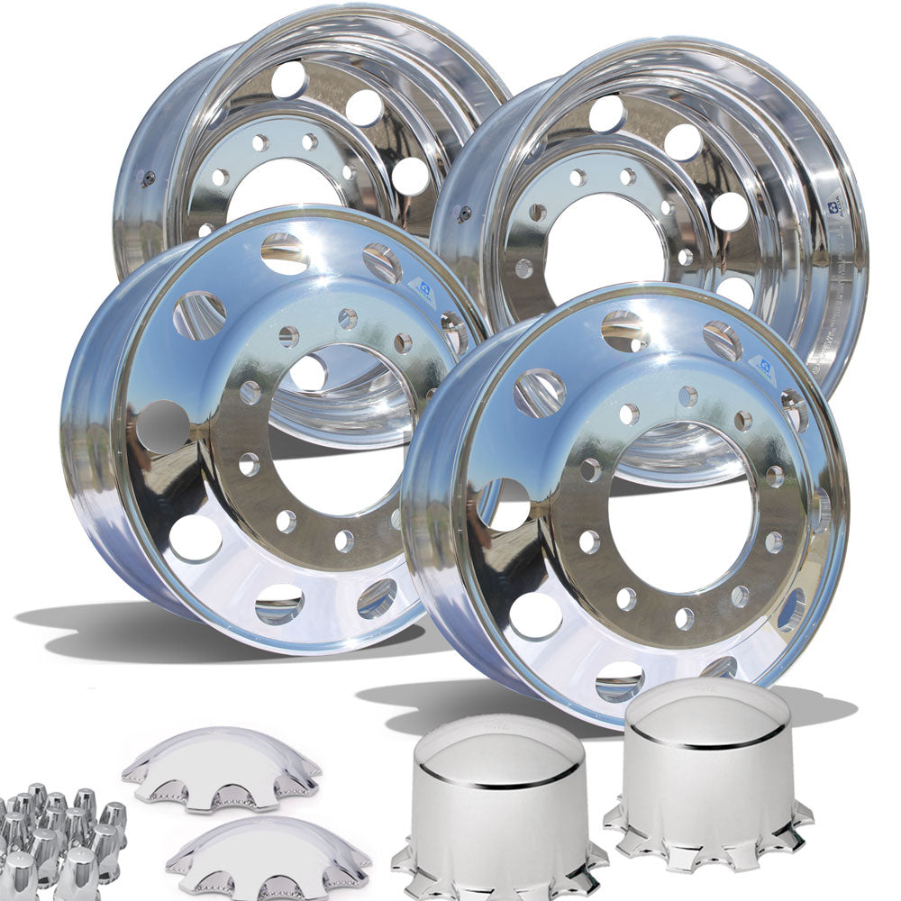 22.5 Alcoa Dura Bright EVO Truck Wheels Chrome 076188 & 077188 Hub Covers