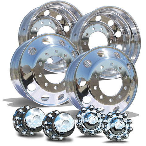 22.5 Alcoa Dura Bright EVO Truck Wheels Chrome 086100 & 087100 Hub Covers