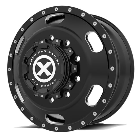 1-Ton Dually 8 to 10 lug Adapter w/ 22.5 Black Indy Wheels