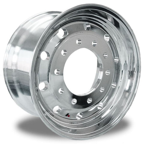 22.5x12.25 Accuride High Polish 4.75" Offset Super-Single Flat Face Steer Wheel