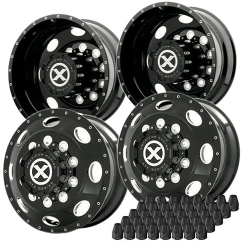 22.5 Gloss Black Aluminum "LEFT LANE" Wheel Kit