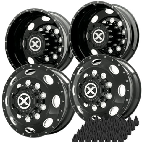 22.5 Gloss Black Aluminum "LEFT LANE" Wheel Kit