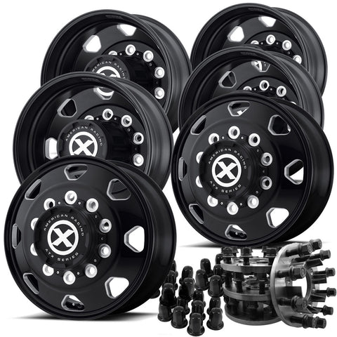 1-Ton Dually 8 to 10 lug Adapter w/ 22.5 Black Octane Wheels